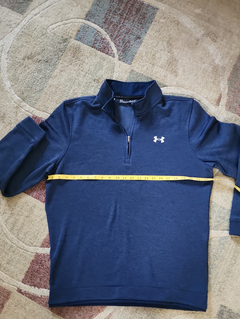 Men's, Under Armour Golf, Coldgear, Navy Blue 1/4 Zip Performance Pullover, Lg.